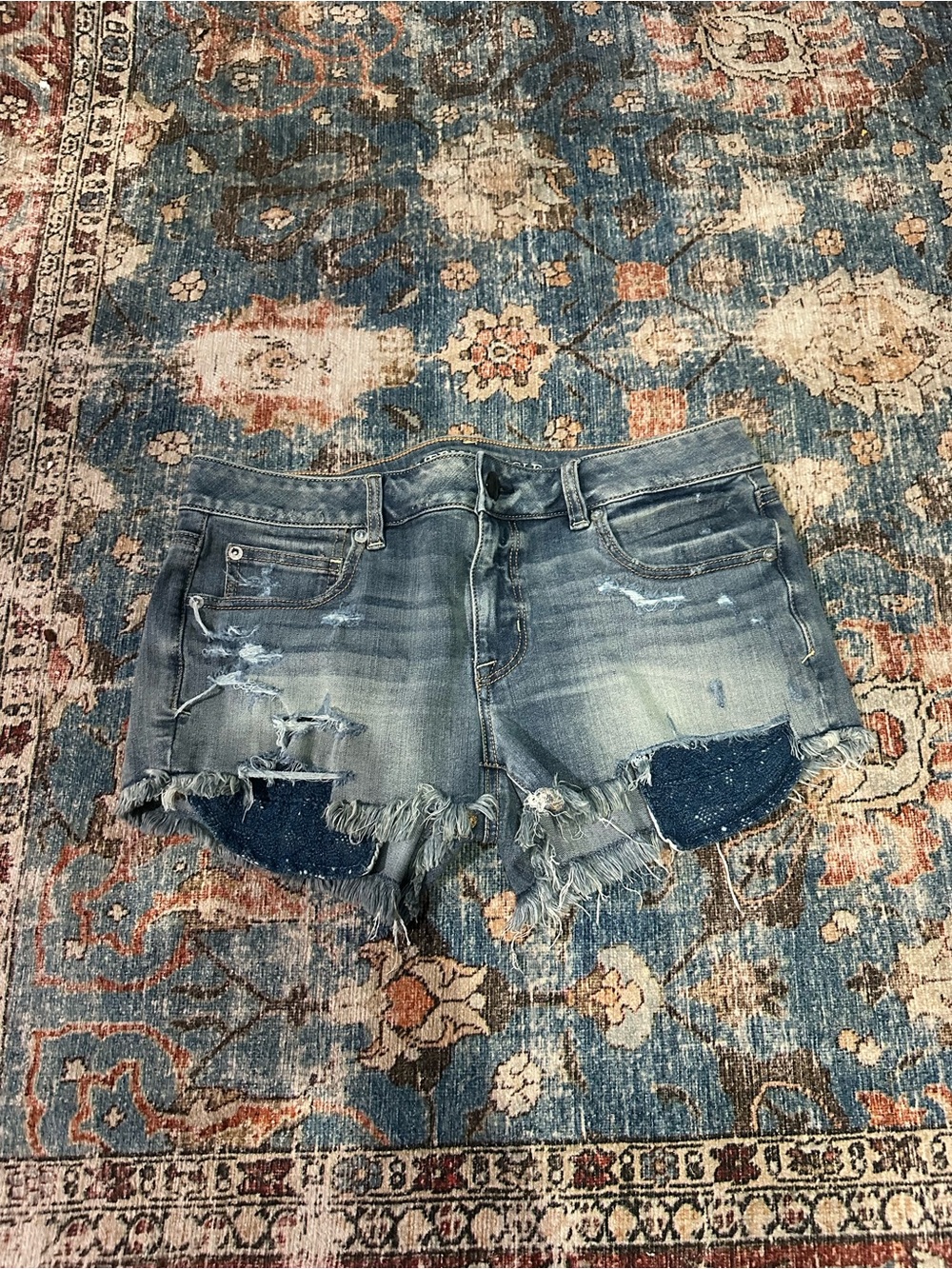 American Eagle Outfitters Distressed Light Blue Denim Cutoff Shorts